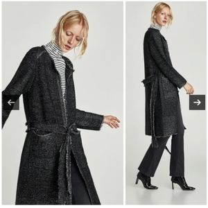 Zara Knit metallic cardigan coat with pockets and belt detail